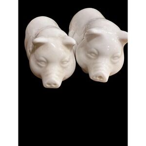 Vintage Shafford White Pig Salt and Pepper‎ Shakers Set Of 2